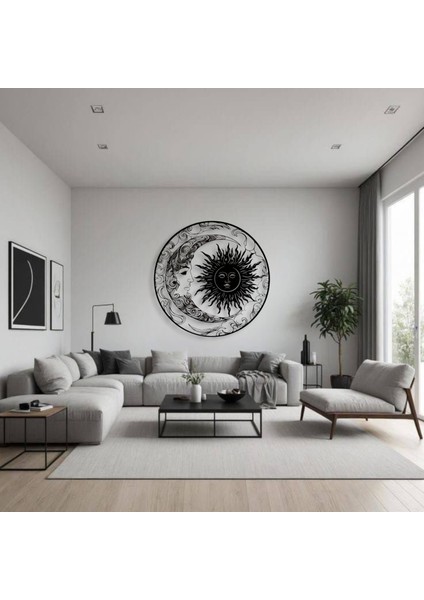 Metal Güneş Ay Duvar Dekoru – Modern Minimalist Metal Tablo Salon Antre Ofis Ev Dekorasyon fırsatları