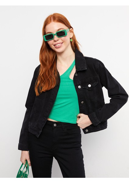 Yeni Sezon Gömlek Yaka Kadın Jean Ceket