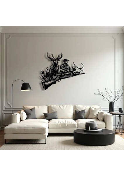 Avcı ve Geyik Temalı Metal Duvar Dekoru – Doğanın Gücünü Yansıtan Sanatsal Tasarım indirimleri