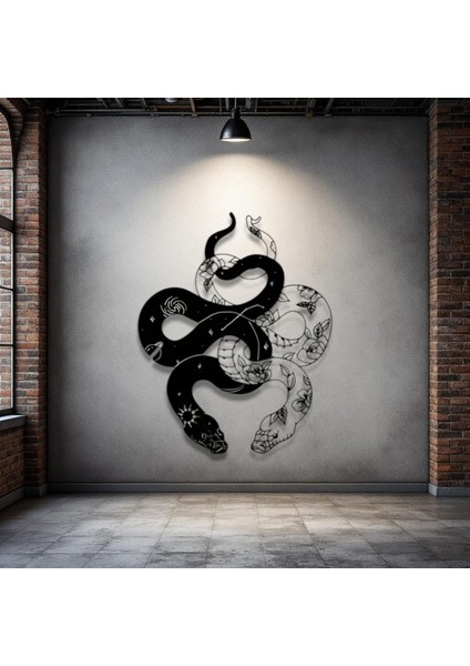 Metal Yılan Duvar Dekoru – Modern Mistik Duvar Tablosu Ev Ofis Dekorasyon Tasarım