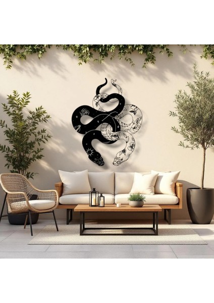 Metal Yılan Duvar Dekoru – Modern Mistik Duvar Tablosu Ev Ofis Dekorasyon Tasarım