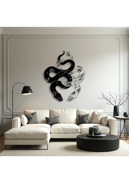 Metal Yılan Duvar Dekoru – Modern Mistik Duvar Tablosu Ev Ofis Dekorasyon Tasarım