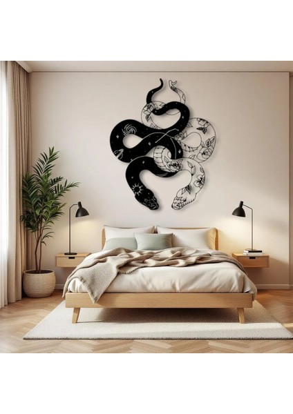 Metal Yılan Duvar Dekoru – Modern Mistik Duvar Tablosu Ev Ofis Dekorasyon Tasarım