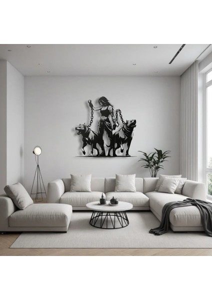 Zincirli Kadın ve Köpekler Metal Duvar Dekoru – Güç ve Özgüven Temalı Sanatsal Tasarım fiyatları