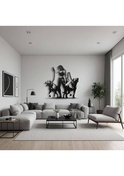 Zincirli Kadın ve Köpekler Metal Duvar Dekoru – Güç ve Özgüven Temalı Sanatsal Tasarım fırsatları