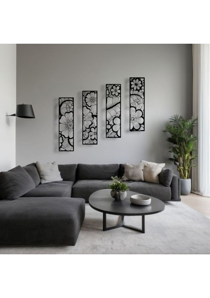 Metal Çiçekli Duvar Dekoru Seti – 4 Parça Modern Minimalist Ev Ofis Salon Aksesuarı Sanat Tasarımı modelleri