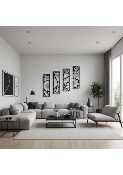 Metal Çiçekli Duvar Dekoru Seti – 4 Parça Modern Minimalist Ev Ofis Salon Aksesuarı Sanat Tasarımı fırsatları