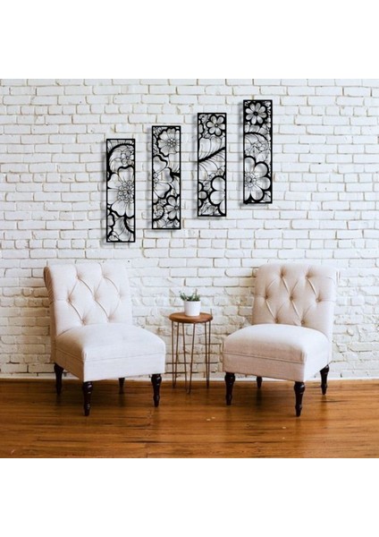 Metal Çiçekli Duvar Dekoru Seti – 4 Parça Modern Minimalist Ev Ofis Salon Aksesuarı Sanat Tasarımı