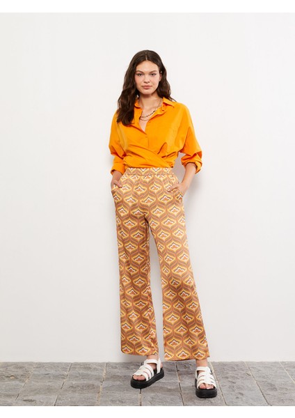 Yeni Sezon Beli Lastikli Rahat Kalıp Desenli Kadın Pantolon fiyatları