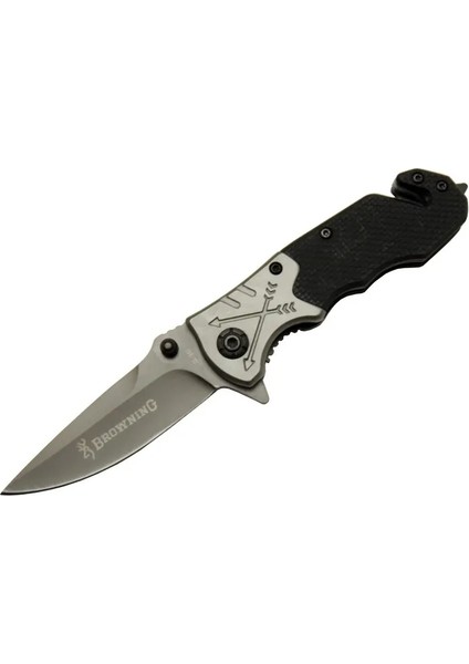 Eco Lounge Browning 8-10 Siyah Kurtarma / Kamp Çakı 16,5cm - Yarı Otomatik, Kemerlikli, Cam Kırma ve Ip Kesme Aparatlı, Ok Figürlü Sap