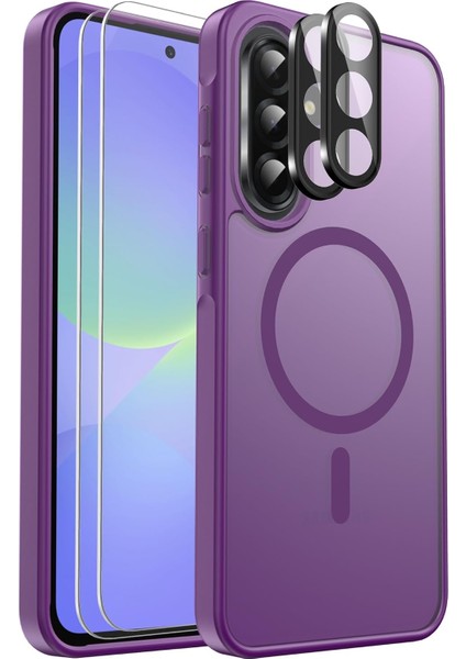 Samsung Galaxy A36 Uyumlu Kamera Lens+Ekran Koruyucu Magsafe Şarj Destekli Iz Tutmaz Mat Kapak