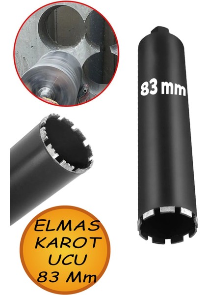 Elmas Karot Ucu 83 mm Shun Beton Zemin Duvar Delme Delik Açma Panç Aparat Uç Deprem Numune Al Test