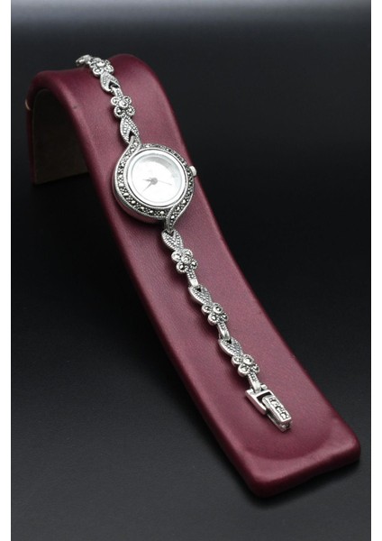 925 Ayar Gümüş Kadın Saati (Kadın Gümüş Saat) Markazit Taşlı 902370