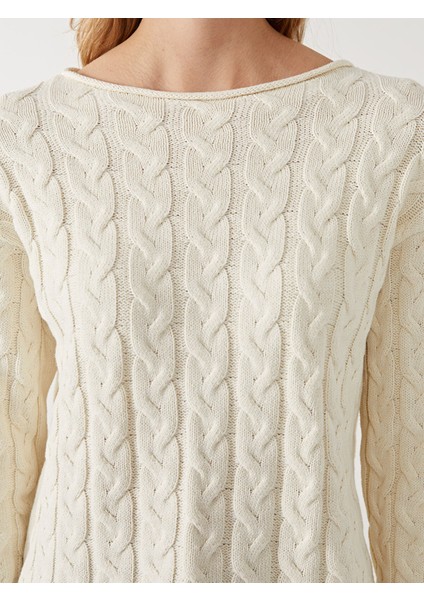 Yeni Sezon Bisiklet Yaka Kendinden Desenli Kadın Triko Kazak modelleri