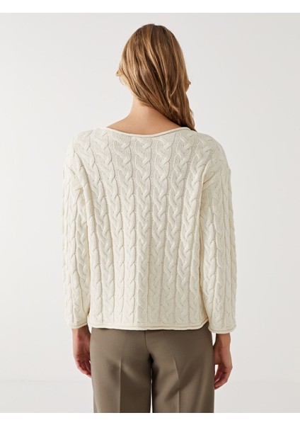 Yeni Sezon Bisiklet Yaka Kendinden Desenli Kadın Triko Kazak fırsatları