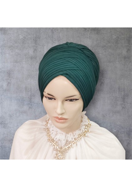 Gri Aksesuarlı Zümrüt Yeşili Sevda Model Hazır Türban Hazır Şal Abiye Şal Bone fırsatları