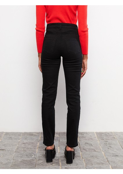 Yeni Sezon Yüksek Bel Slim Fit Düz Cep Detaylı Kadın Rodeo Jean Pantolon indirimleri