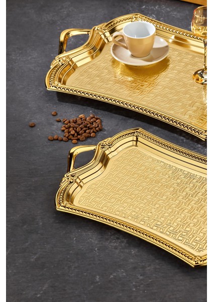 👑 Cooker Altın 2'li Dikdörtgen Tepsi Seti – Işıltılı ve Geniş Servis Alanı! indirimleri