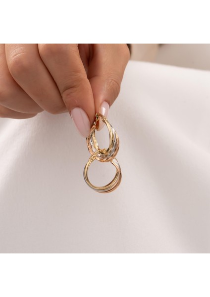 Üç Renkli Küpe 14 Ayar Altın fiyatları