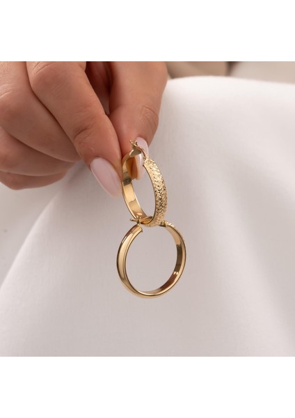 Desenli Halka Küpe 14 Ayar Altın fiyatları