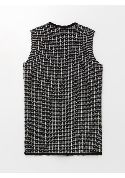 Yeni Sezon V Yaka Ekose Kadın Triko Yelek fiyatları