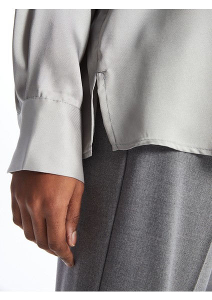 Yeni Sezon Düz Uzun Kollu Oversize Saten Kadın Gömlek indirimleri