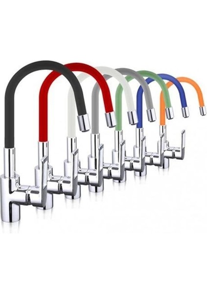 Esnek Kıvrılabilir Renkli Silikon Oynar Başlıklı Musluk Bataryası Başlığı Kubar