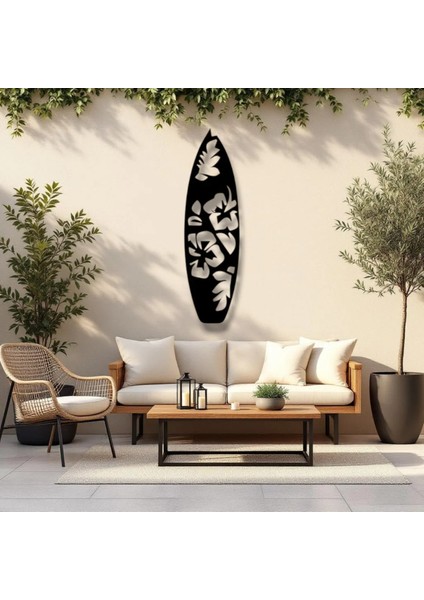 Metal Sörf Temalı Duvar Dekoru – Modern Floral Tasarım Ev Ofis Aksesuar