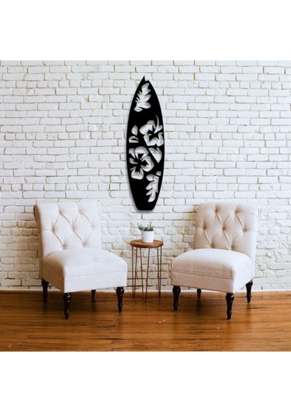 Metal Sörf Temalı Duvar Dekoru – Modern Floral Tasarım Ev Ofis Aksesuar