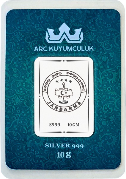 Hediyeye Özel 10 Gram 999 Ayar Gümüş ile Tasarlanmış Jandarma Temalı Gümüş KÜLÇESI-672