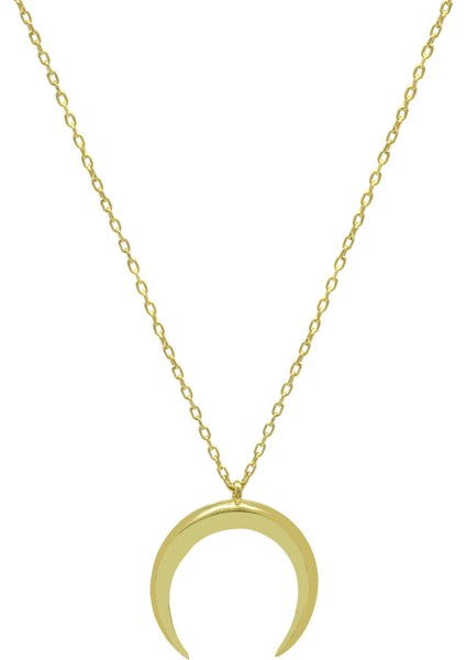 Hilal Tasarım Altın Renk 925 Ayar Gümüş Kadın Kolye