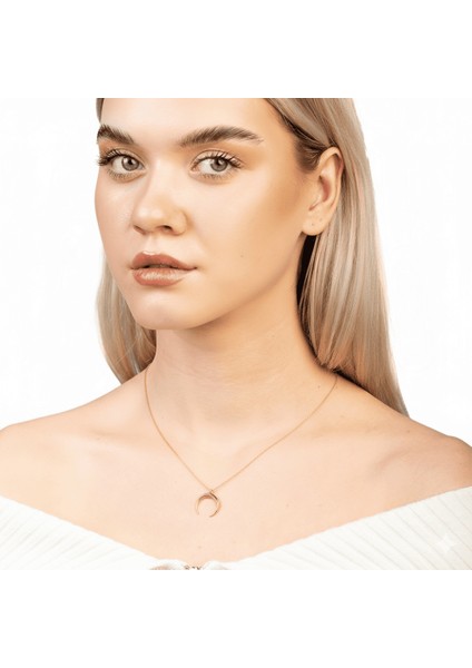 Hilal Tasarım Altın Renk 925 Ayar Gümüş Kadın Kolye modelleri