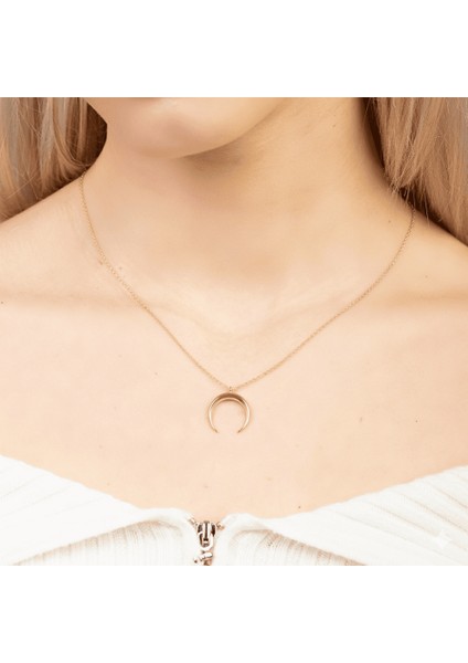 Hilal Tasarım Altın Renk 925 Ayar Gümüş Kadın Kolye fırsatları