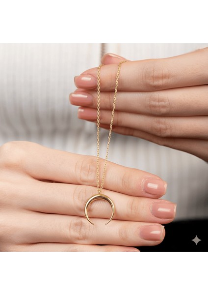 Hilal Tasarım Altın Renk 925 Ayar Gümüş Kadın Kolye indirimleri