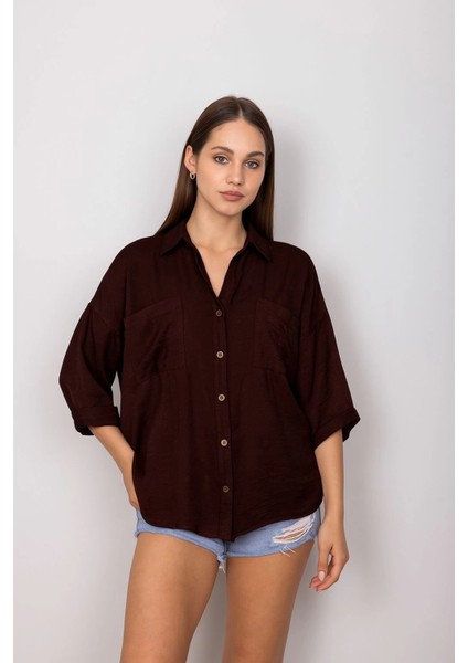 Nrtmsa Cepli Salaş Gömlek Koyu Kahve T1010 (Beden: M)