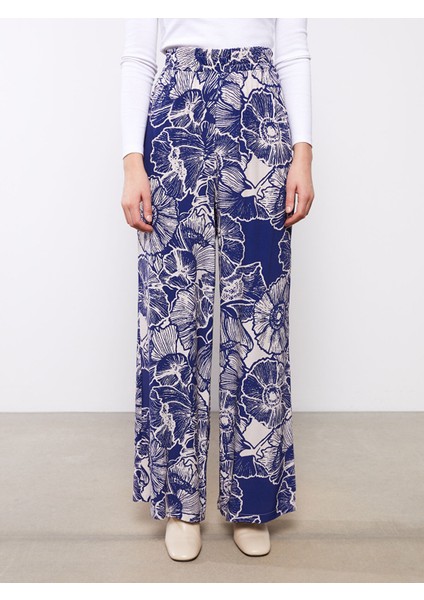 Yeni Sezon Beli Lastikli Rahat Kalıp Desenli Viskon Kadın Pantolon fırsatları