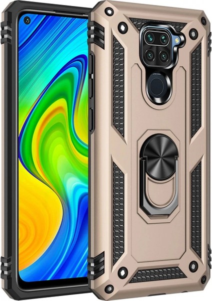 Ieg Xiaomi Redmi Note 9 Kılıf Sofya Yüzüklü Silikon Kapak - Gold