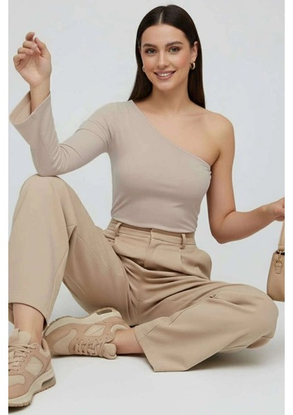 Nrtmsa Tek Omuzlu Basic Bluz Vizon T4275 (Beden: Xl) modelleri