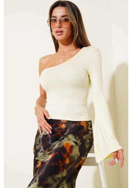 Nrtmsa Tek Omuzlu Basic Bluz Sarı T4275 (Beden: L)