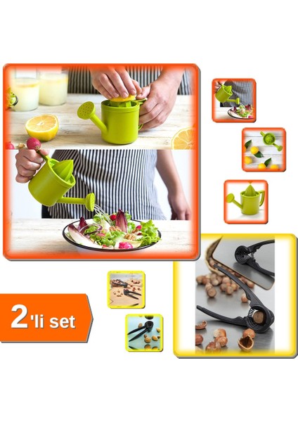 Bahçıvan Limon Sıkacağı - Hazneli Narenciye Sıkacağı + Fındık Kıracağı Döküm - 2li Mutfak Set HTM8RH