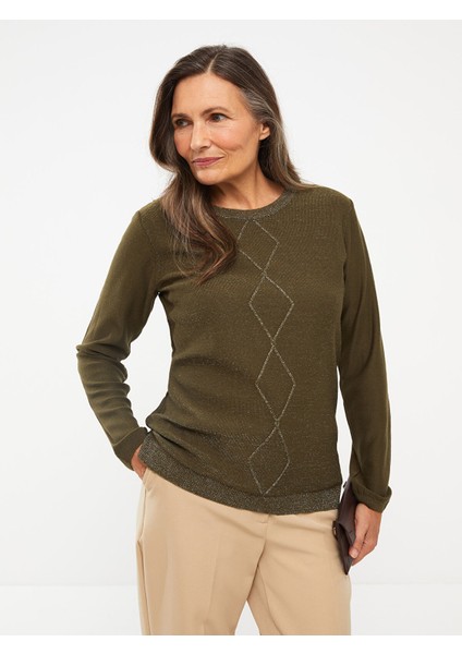 Yeni Sezon Bisiklet Yaka Sim Detaylı Uzun Kollu Kadın Triko Kazak fiyatları