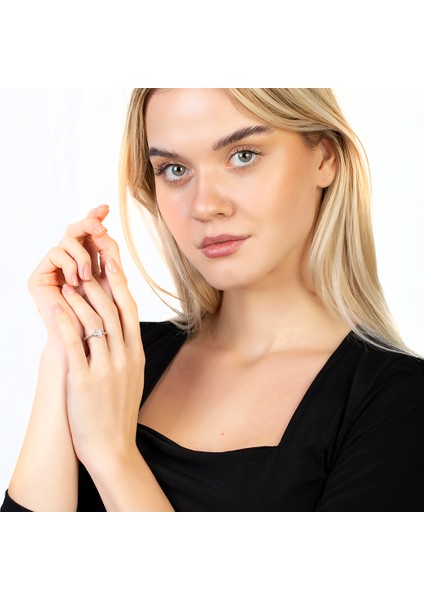 Popcorn Tasarım Gümüş Renk Ayarlanabilir Ölçü 925 Ayar Gümüş Tria Kadın Yüzük modelleri