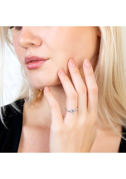 Popcorn Tasarım Gümüş Renk Ayarlanabilir Ölçü 925 Ayar Gümüş Tria Kadın Yüzük fırsatları