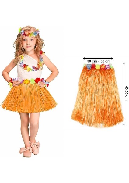 Hawaii Hula Eteği Turuncu Renk 40 cm (5358)