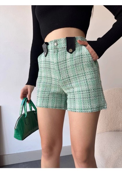 Nrtmsa Çıtçıtlı Siyah Köprü Tüvit Şort Yeşil (Beden: L) fırsatları
