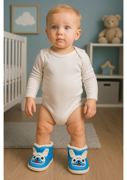 Bebek & Çocuk Kaydırmaz Eva Tabanlı Ev Botu / Panduf / Kışlık Bot / Mavi Köpek Desenli fiyatları