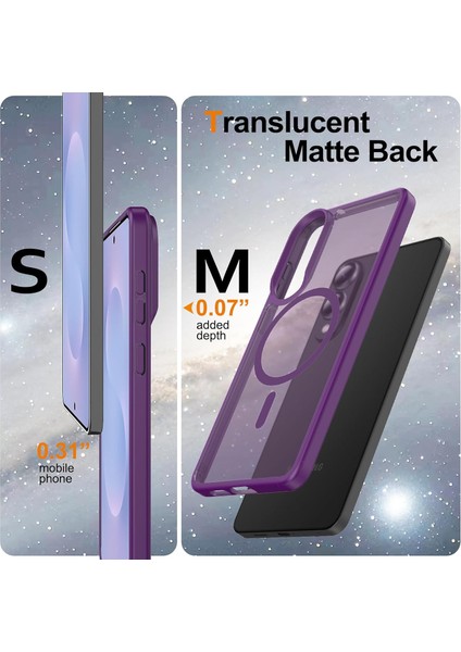 Samsung Galaxy S25 Edge Uyumlu Kamera Lens+Ekran Koruyucu Magsafe Şarj Destekli Iz Tutmaz Mat Kapak