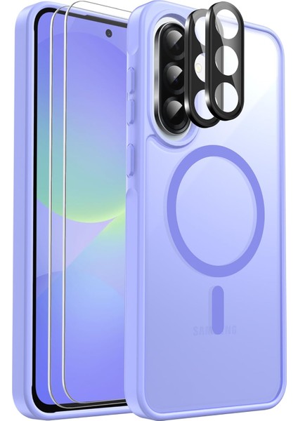 Samsung Galaxy A56 Uyumlu Kamera Lens+Ekran Koruyucu Magsafe Şarj Destekli Iz Tutmaz Mat Kapak