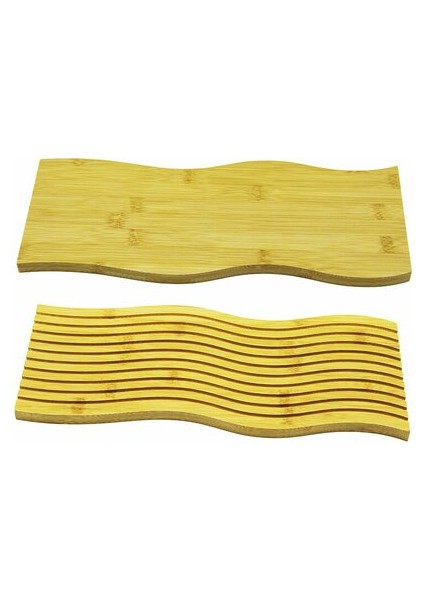 Dalgalı Çift Taraf Tasarımlı Ahşap Sunum Tepsisi