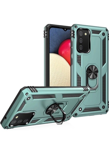 Samsung Galaxy A02S Kılıf Sofya Yüzüklü Silikon Kapak - Yeşil fiyatları